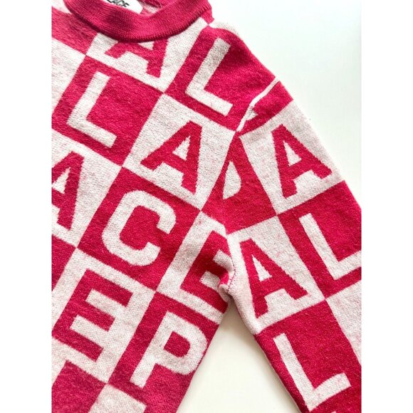 PALACE Check-It Knit Red White Logo Check Wool Blend Crew Neck Sweater, Size L - Picture 8 of 16